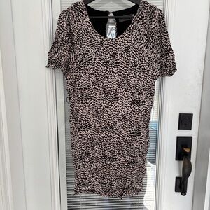 Anthropologie Numph Sz8 Black and Tan Viscose Mini Dress